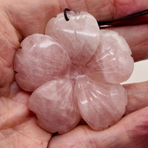 Rose Quartz Carved Pendant Flower | 55x8mm | Pink | 1 Bead |
