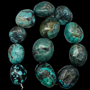 Turquoise Natural Focal Nugget Strand | 310g | 16" | Blue, Black | 12 Beads |