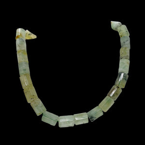 Tourmalated Prehnite Half-Strand Tube Beads | 16x11mm | Green Black | 13 Beads |