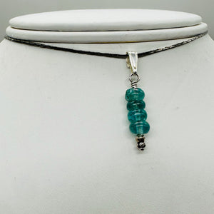 Tourmaline Beads Sterling Silver Pendant | Blue | 1" Long |