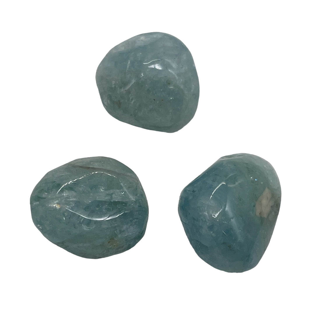 Aquamarine Smooth Nugget Bead Parcel | 22x18x15 - 21x18x16mm | Blue | 3 Beads |