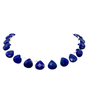 Natural, Untreated Lapis Lazuli Flat Faceted Briolette Bead Strand 106856