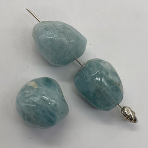 Aquamarine Smooth Nugget Bead Parcel | 19x16x16 - 18x19x17mm | Blue | 3 Beads |