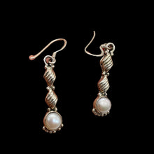 Load image into Gallery viewer, Fresh Water Pearl Sterling Silver Dangle Earrings | 1 3/4&quot; Long |White | 1 Pair|
