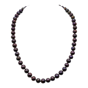 Huge 8mm Purple Magenta Freshwater Pearl and 14Kgf 18 inch Necklace 202843
