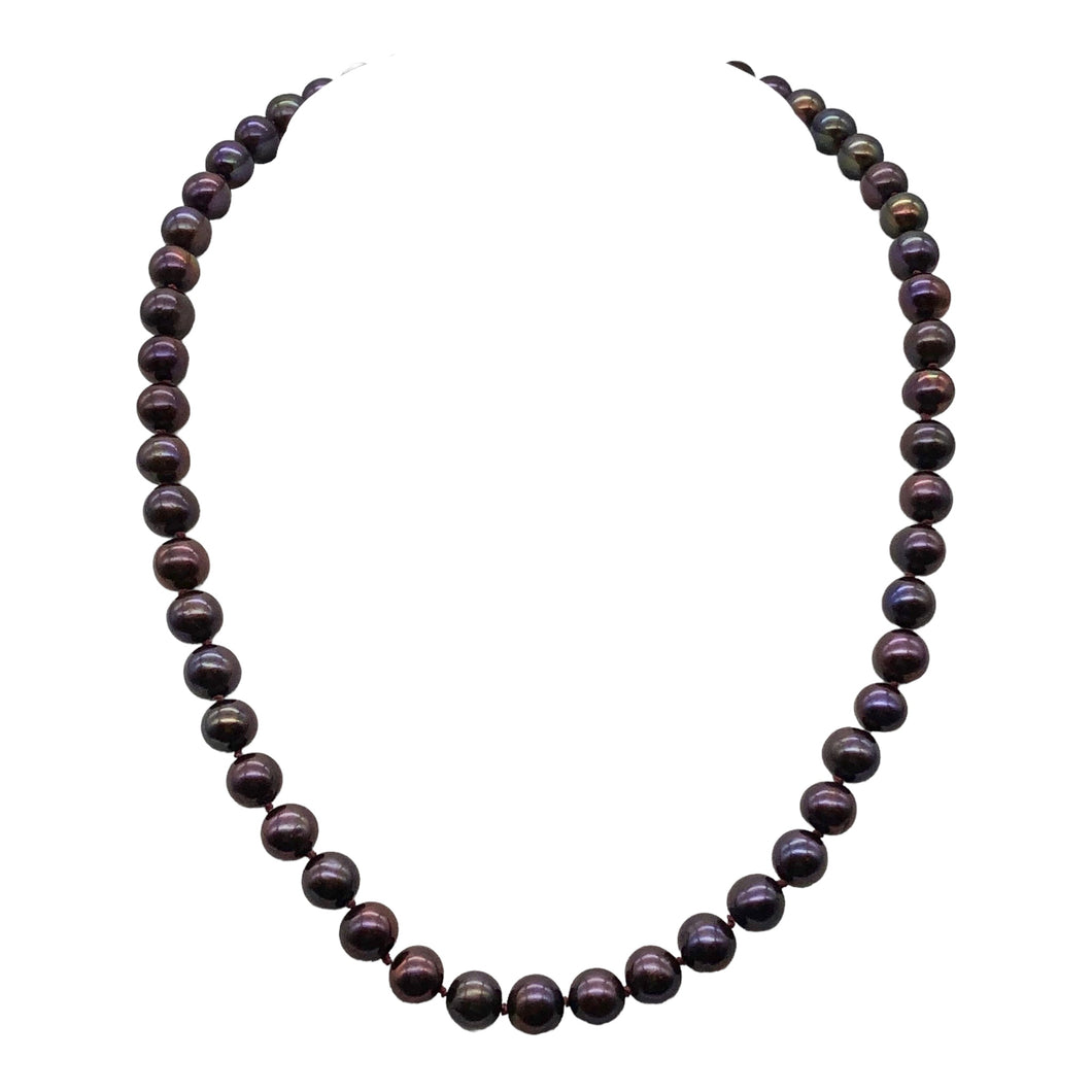 Huge 8mm Purple Magenta Freshwater Pearl and 14Kgf 18 inch Necklace 202843