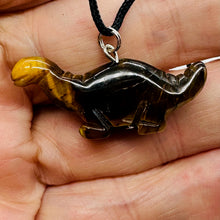 Load image into Gallery viewer, Tiger Eye Diplodocus Dinosaur Pendant | 3/4&#39; Long | Bronze | 1 Pendant Necklace|
