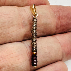 Sapphire Faceted Rondelle 14K Gold Filled Pendant|Red Orange Green| 1 1/2" Long|