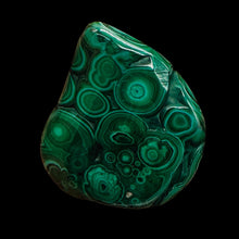 Load image into Gallery viewer, Malachite 46g Polished Gemstone FreeForm Worry Stone| 42x9mm| Green| 1 Specimen|
