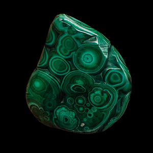 Malachite 46g Polished Gemstone FreeForm Worry Stone| 42x9mm| Green| 1 Specimen|