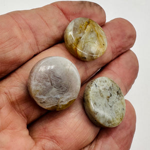 3 Beads of Window Pane Agate 20mm Coin 9200
