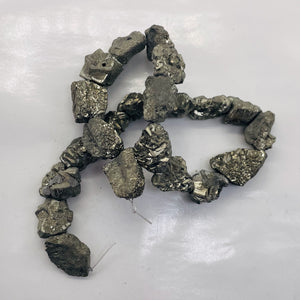 Pyrite Crystals Nugget Strand | 21x17x9 to 16x15x12mm | Silver Gold | 22 Beads|