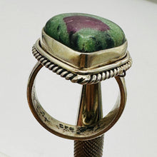 Load image into Gallery viewer, Pink Green Ruby Zoisite Gemstone Designer Sterling Silver Ring Size 6
