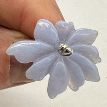Load image into Gallery viewer, Chalcedony 18ct Hand Carved Flower Pendant | 30x26x4mm | Blue | 1 Pendant Bead |
