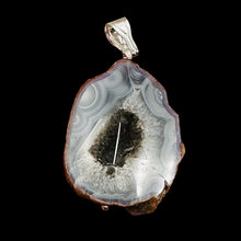 Load image into Gallery viewer, Blue Chalcedony Druzy Sparkling Cave Sterling Silver Pendant | 2"Long |
