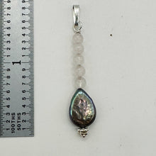 Load image into Gallery viewer, Pearl and Rose Quartz Sterling Silver Drop Pendant | 1 1/2&quot; Long | Rainbow |
