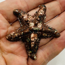 Load image into Gallery viewer, Hand Carved Mica Quartz Starfish Pendant Bead | 60x55x12mm | Red, White, Brown|
