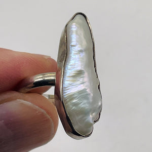 Biwa Pearl Sterling Silver Ring | Size 7.5 | White | 1 Ring |