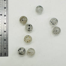 Load image into Gallery viewer, Tourmalinated Quartz Round Bead Parcel | 3&quot; Long | Clear, Black | 8 Beads |
