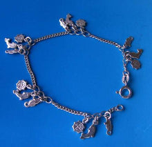 Load image into Gallery viewer, Nautical! Sterling Silver 7" Charm Bracelet , Dolphins, Sea Horses and Doubloons
