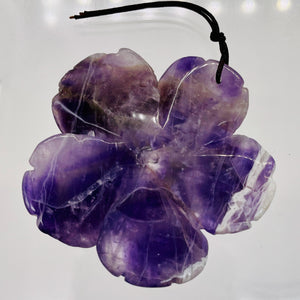 Amethyst Carved Pendant Flower | 55x8mm | Purple White | 1 Bead |