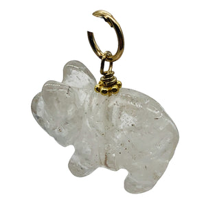 Piggie! Carved Clear Quartz Pig 22K Vermeil Pendant 509274QZG