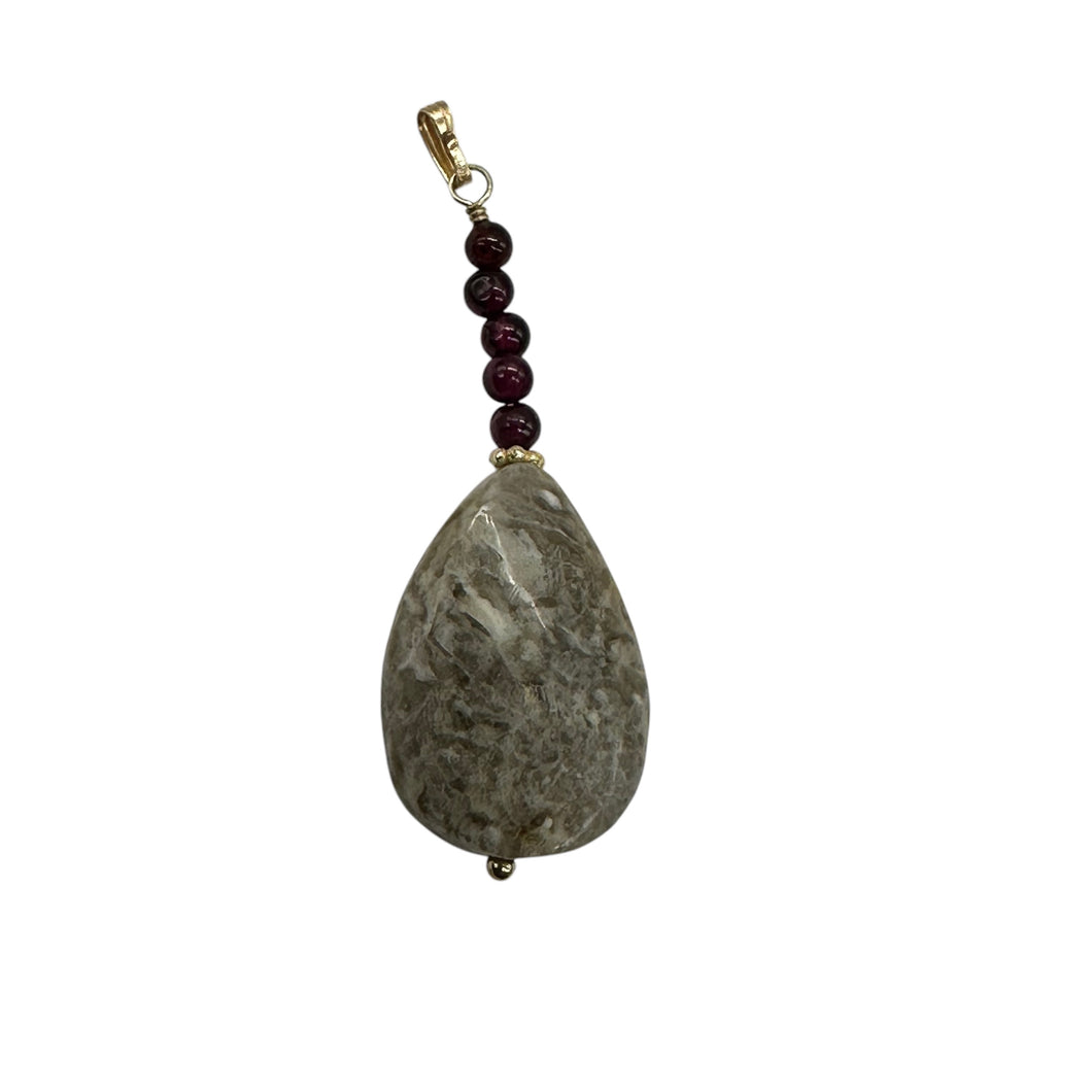 Feldspar Quartz Sterling Silver Oval Pendant | 1 3/4