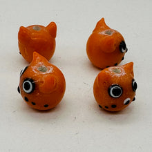 Load image into Gallery viewer, Kitty Cat Ceramic Round Beads | 15mm | Orange | 4 Beads |
