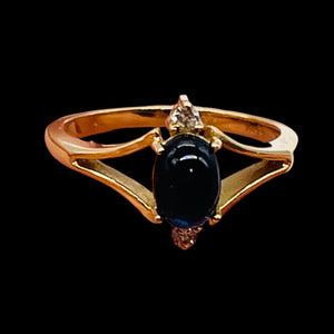 Indicolite Tourmaline Diamond 14K Gold Oval Ring | Size 7 | Blue | 1 Ring |