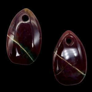 Hand Carved Bloodstone Agate Pendant Bead | Tan White | 54x33x6mm | 1 Bead |