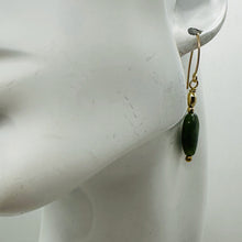Load image into Gallery viewer, Nephrite Jade Briolette Bead 14K Gold Filled Earrings | Green | 1 1/4" Long |
