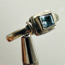 Load image into Gallery viewer, Blue Topaz Sterling Silver Ring Size 7.25 Natural Square Gemstone USA
