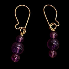 Load image into Gallery viewer, Amethyst 14K Gold Filled Exotic Drop Earrings | Purple/Gold | 2 1/4&quot; Long |
