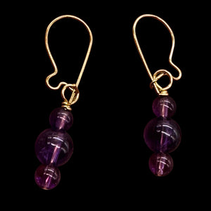 Amethyst 14K Gold Filled Exotic Drop Earrings | Purple/Gold | 2 1/4" Long |