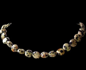 Rare Dalmatian Jasper Coin Bead 8 inch Strand 008459C