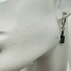 Moss Agate Cube Bead Sterling Silver Earrings | 1 1/4" long | Green, Clear |