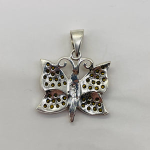 Butterfly Marcasite Sterling Silver Pendant | 1" Long | Silver | 1 Pendant