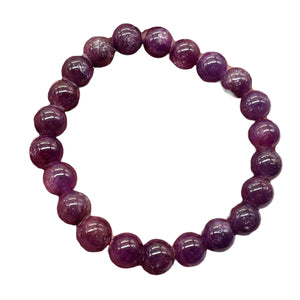 Ruby Round Bead Stretch Bracelet | 8mm | Red, Purple | 1 Bracelet |