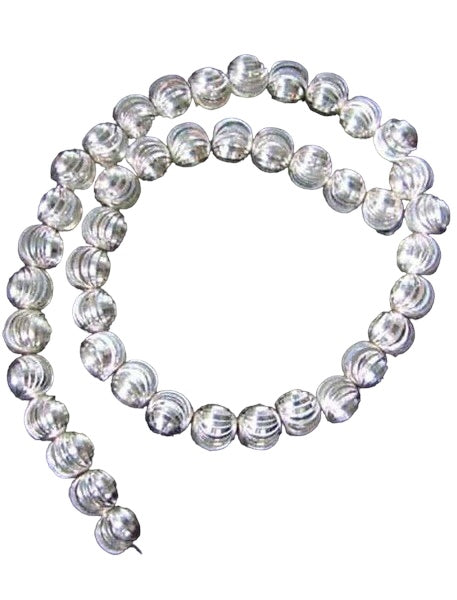 Sparkling Laser Cut Sterling Silver Bead Strand 108596