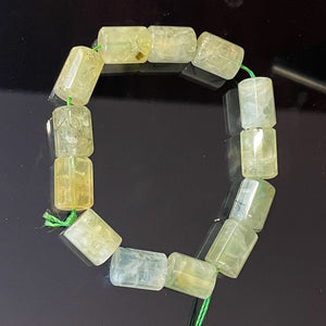 Tourmalated Prehnite Tube Bead Strand | 16x11mm | Green Black | 26 Beads |