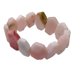 Pink Peruvian Opal Non Stretch 6" Bracelet | 190cts | 25x16x6 - 24x14x4mm |