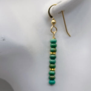 Unique Natural USA Blue Turquoise 14K Gold Filled Earrings | 2" Long |