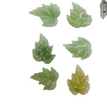 Load image into Gallery viewer, New Jade Carved Serpentine Leaf Bead Set | 28x23x4 to 23x24x4mm | 6 Beads |
