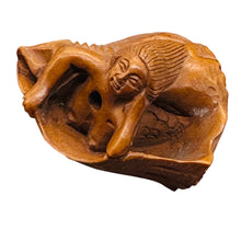 Load image into Gallery viewer, Mermaid in a Nautilus Shell Signed Netsuke Bead | 25x21x14mm | Brown
