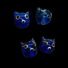 Load image into Gallery viewer, Kitty Cat Ceramic Round Beads | 15mm | Midnight Blue | 4 Beads |
