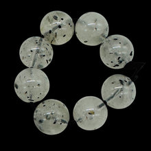 Load image into Gallery viewer, Tourmalinated Quartz Round Bead Parcel | 3&quot; Long | Clear, Black | 8 Beads |
