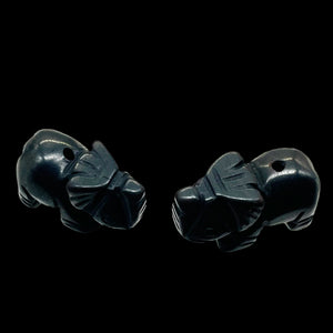 Wild 2 Hand Carved Hematite Elephant Beads | 22.5x21x10mm | Silver black