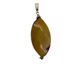 Mookaite Sandy Sterling Silver Marquise Pendant | 2 1/4" Long | Sand Red |