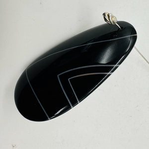 Sardonyx Large Designer Teardrop Pendant Bead| 65x34x6mm | Black.White | 1 Bead|