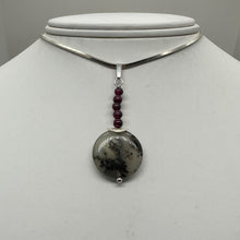 Load image into Gallery viewer, Gemmy Peruvian Opal w/Garnet Sterling Silver Pendant | Clear, Red |1 1/4&quot; Long |
